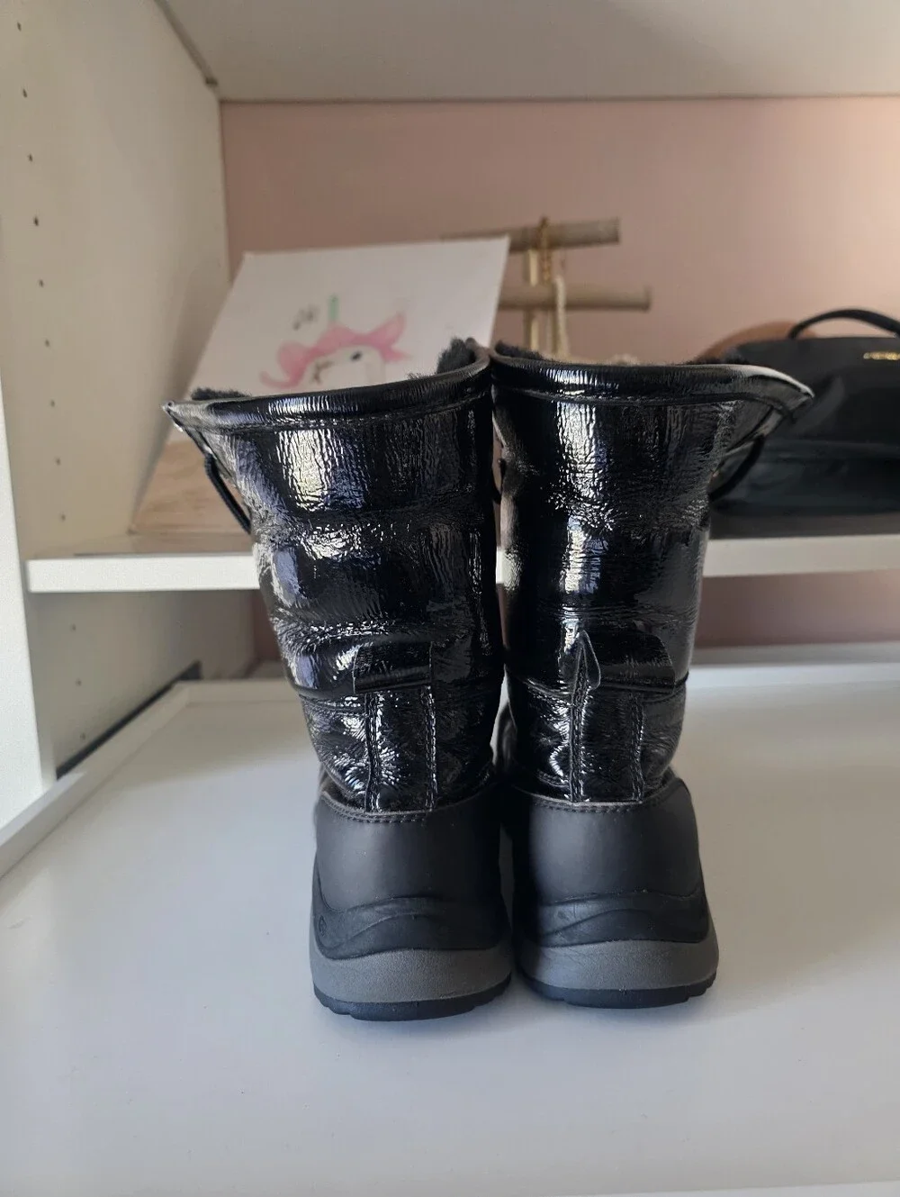 UGG Women's Black Lace-Up Faux Fur Winter Boots